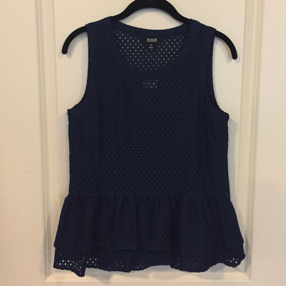 a.n.a Navy Peplum Top with Tags!